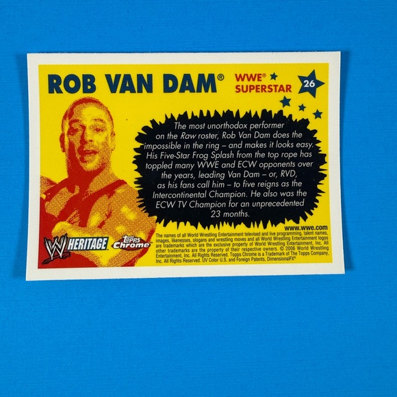2006 Topps Heritage Chrome WWE Wrestling Card #26 Rob Van Dam - Picture 2 of 2
